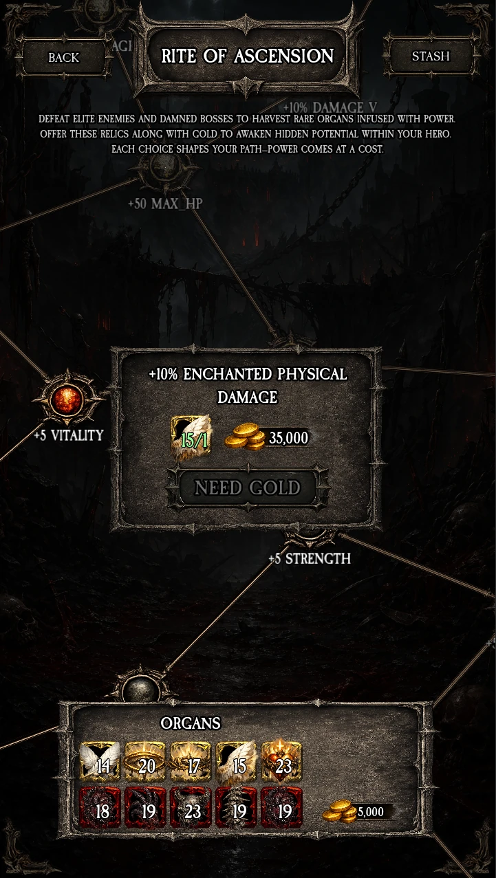 Ascension node details screen